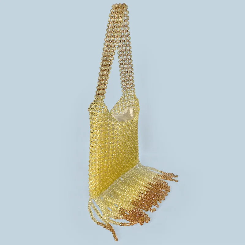 Новинка 2025 года, стильная женская сумка из акрилового металла с кисточками, сумки ручной работы с бисером, сумки на плечо, сумки для поездок на работу