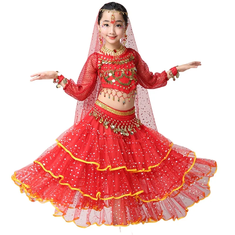 

Girl Children Child Belly Dance Costume Bollywood Indian Bellydance Belly Dancing Costumes 4pcs Sets Egypt Set Egyptian Clothing