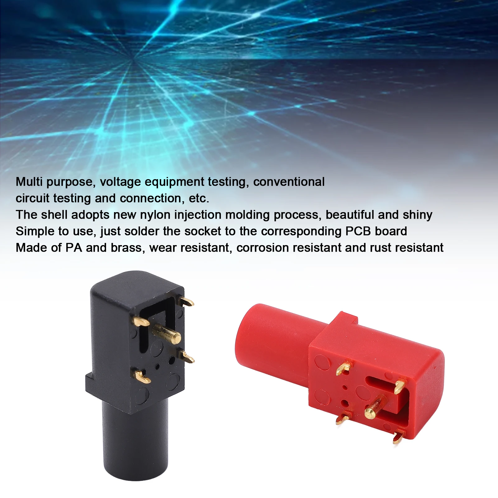 PCB Banana Socket Multi Purpose Right Angle PCB Panel Socket Connector Corrosion Resistant PA Brass for Circuit Detect