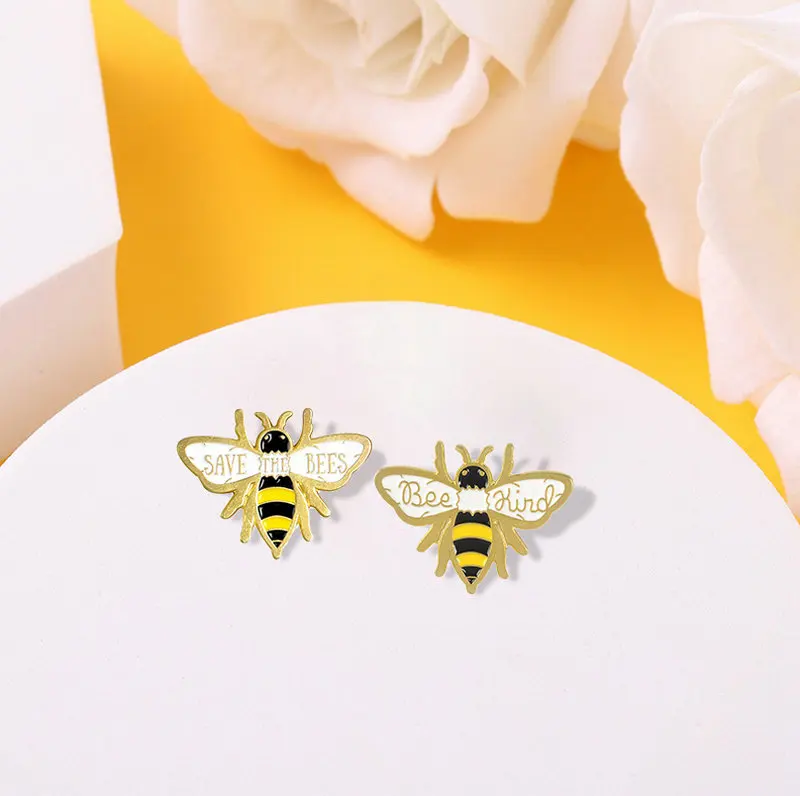 Save the Bee Kind Enamel Pins Custom Bee Brooches Lapel Pin Shirt Bag Badge Nature Animal Jewelry Gift for Kids Friends