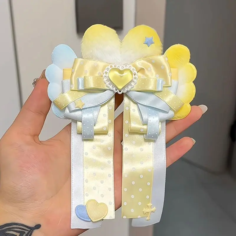 New Lolita Bowknot Bowtie Anime Concert Light Stick Accessories Angel Wings Bowknot Women's Shirt Sweater Brooch Accessories