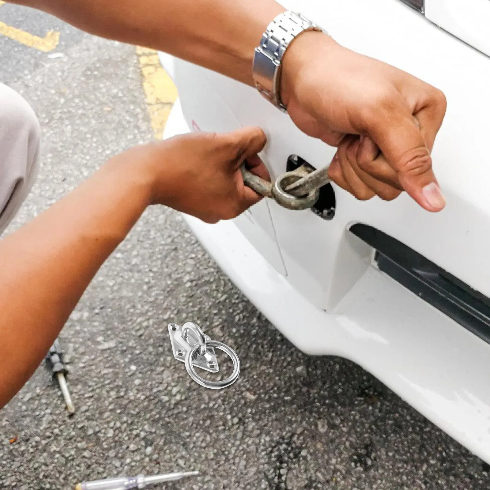 

Stainless Steel Tow Hook O Ring Mounting Plate For Truck Trailer Durable Tie Down Anchor Heavy Duty Surface Mount Tool