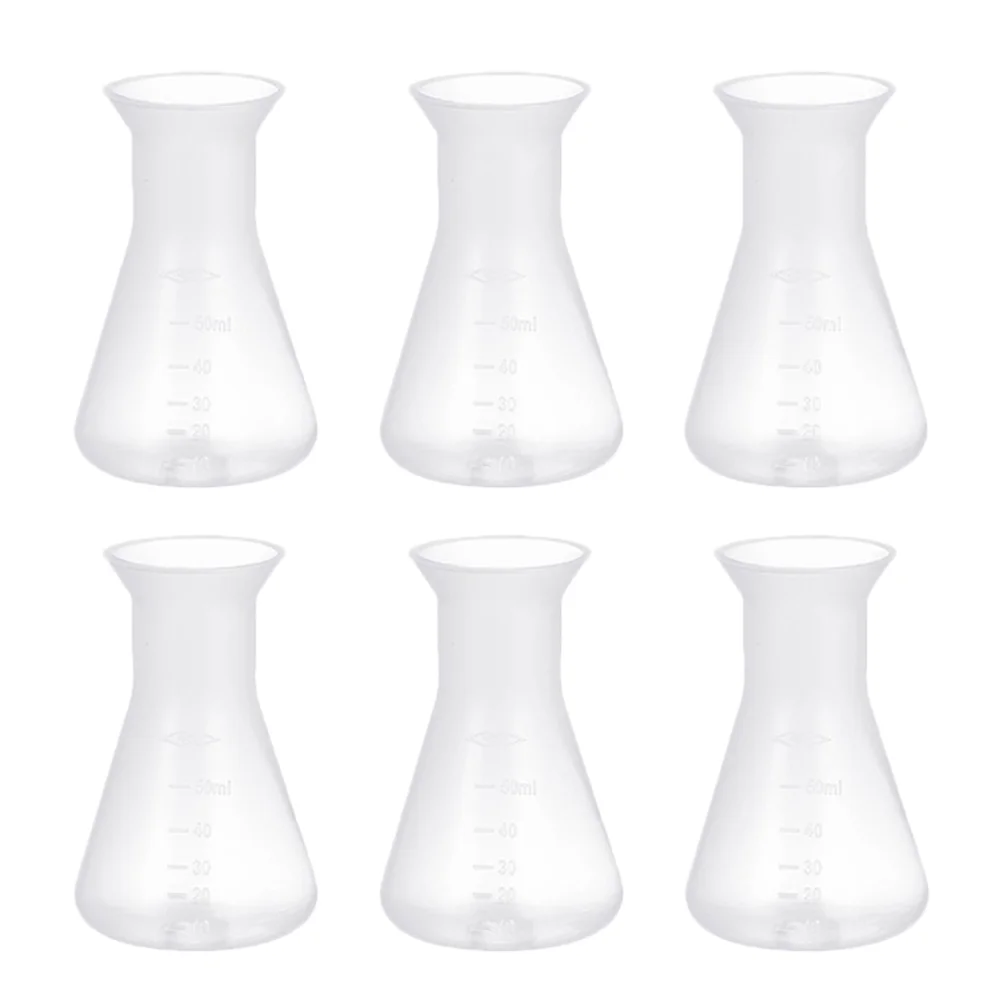 

6 Pcs Plastic Flask Chemistry Graduated Beaker Collapsible Beakers Clear Flasks Laboratory Supplies Erlenmeyer Chemical Bottle