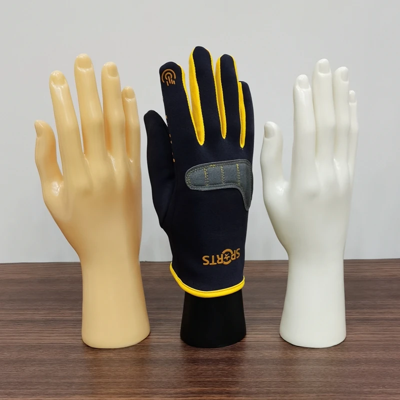 A Vinyl Hard Male Right Hand Model with Upright Smooth Man\'s Hand Mannequin Gloves and Watch Display