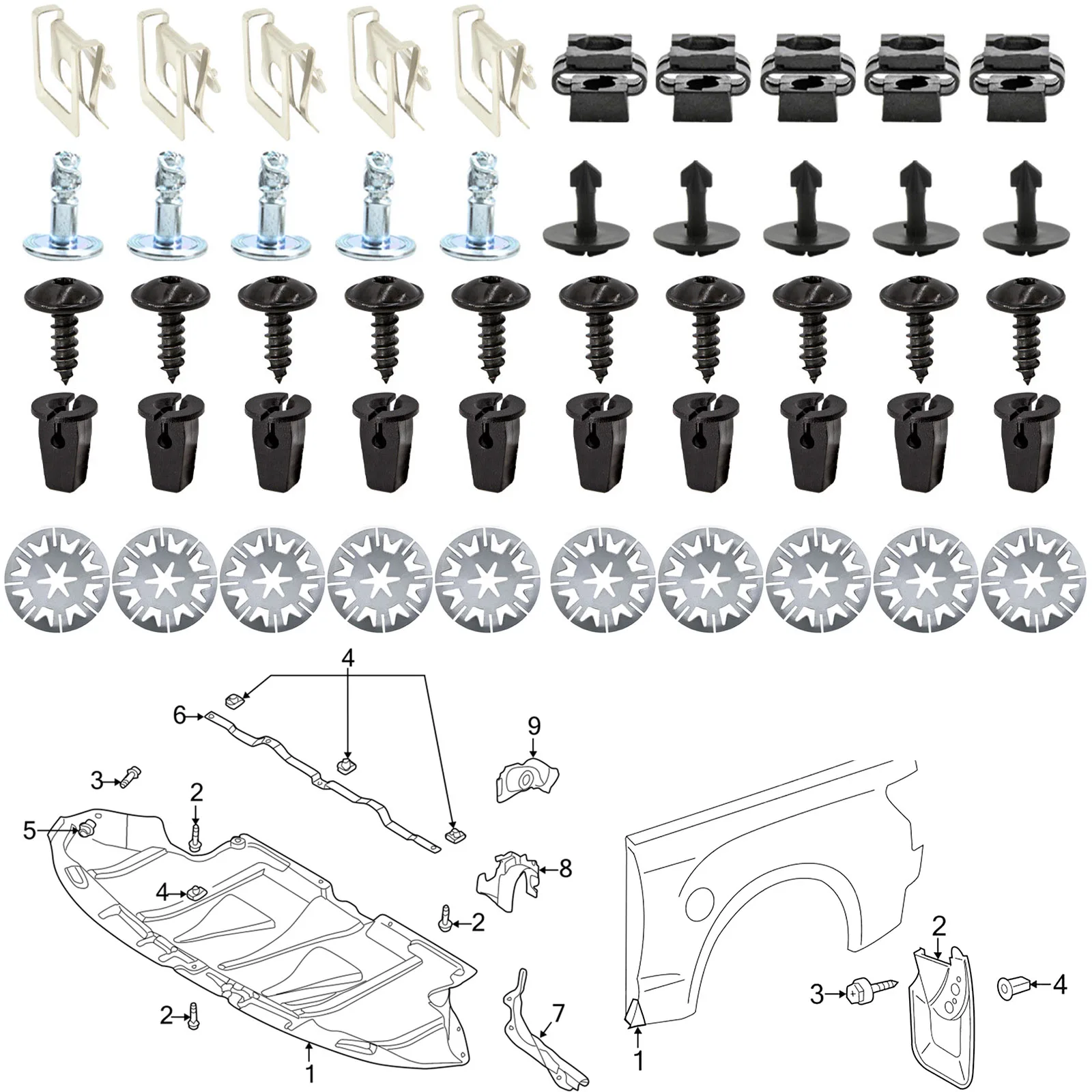 Undertray Engine Under Cover Fixing Clips Exhaust Heat Shield Nut Washers Trim Panel Mud Flaps Screw For Audi A3 A4 A6 A8 Q5 TT