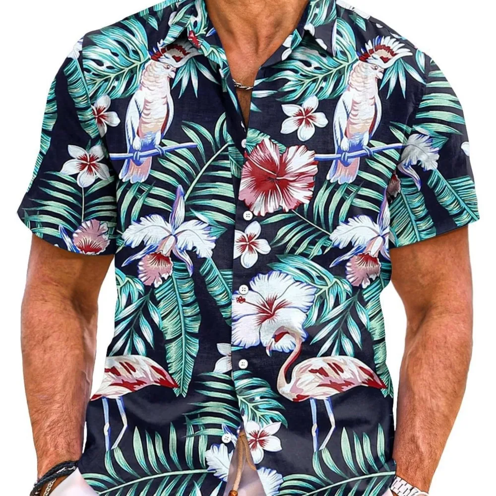 2026 Men's Shirts Tank Tops Casual Color Colorful Printed Trendy Short Sleeves Top Simple Style All-match Temperament Fashion