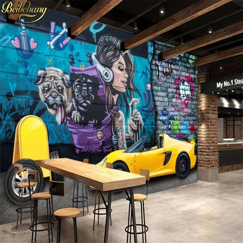 Custom Graffiti wall tooling Photo Wallpaper 3D Mural Restaurant Cafe Living Room home TV Background Wall Decor 3D Wall Paper