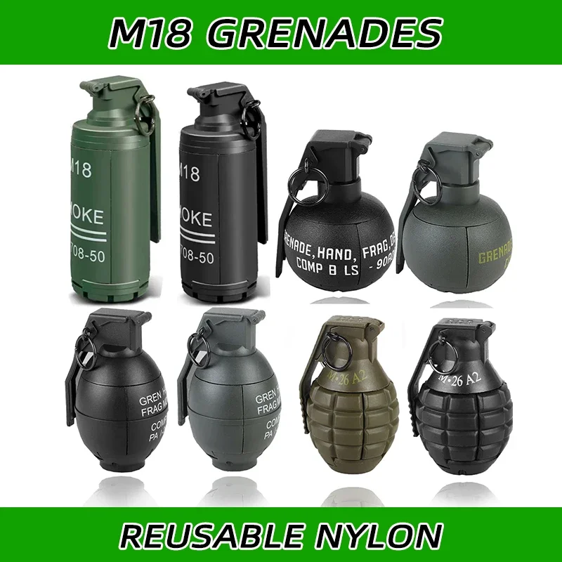 

2 шт., модель гранаты для страйкбола на открытом воздухе, модель тактической дымовой гранаты, граната M67, различные тактические модели для страйкбола, граната
