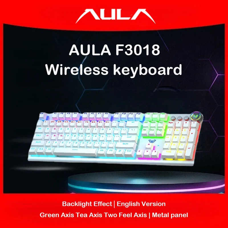 

AULA F3018 Mechanical Gaming Keyboard 104 Keys Anti-Ghosting RGB Backlit Metal Panel Dual Touch Switch Wired Keyboard for PC/Mac