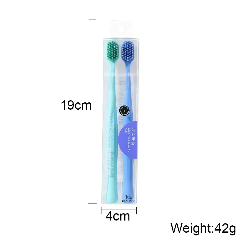 High Quality Spiral Bristle Couple Toothbrush Wide Head Adult Household Daily Deep Cleaning Teeth Convenient Individual Packing