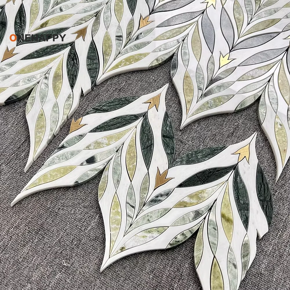 

Natural stone water jet marble mosaic wall tiles for bathroom and living room, new designer stone, perfect fit for luxury villa