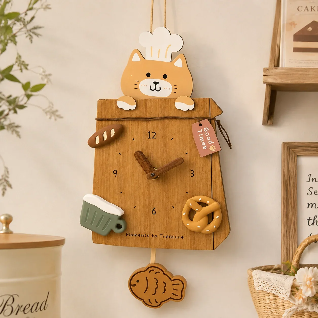Wall Clock Silent Hanging Pendulum Cat Clock Cute Creative Quartz Timepiece Cute Bedroom Living Room Restaurant Home Decoration