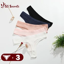 3PCS/Set Sexy G-string Low-Rise Antibacterial Thong Briefs Women Cotton Panties Lingerie Underpant Sport Intimates трусы женские