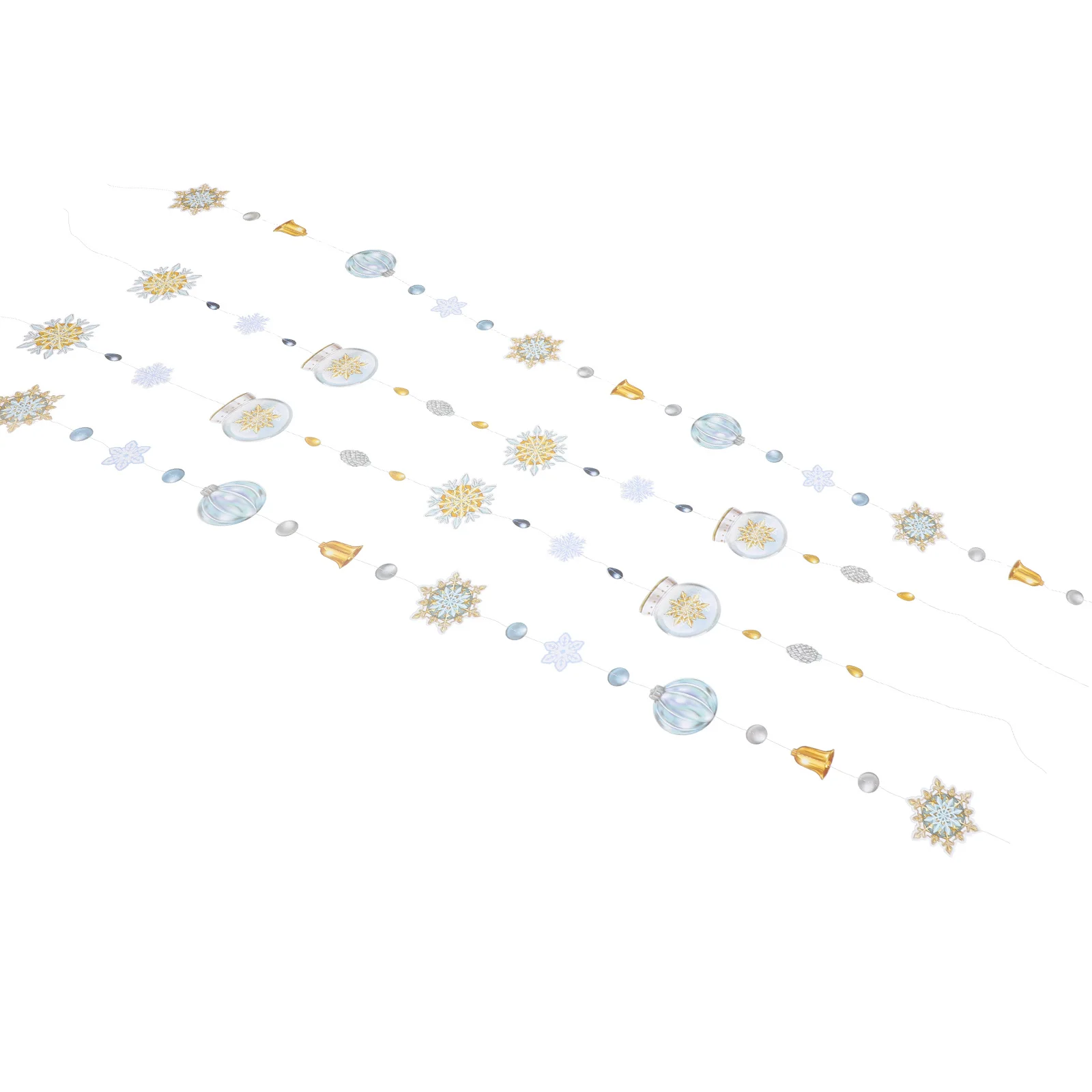 

4Pcs Christmas Snowflakes Bell Hanging Garland Paper Decorations Xmas Party Indoor Wall Banner Xmas Home Party Decor