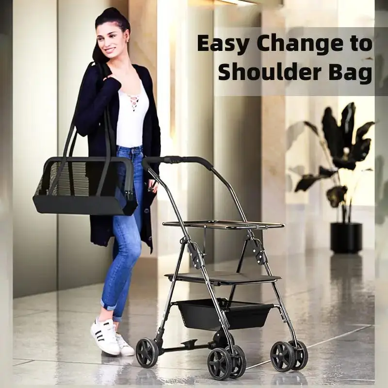 Bello Foldable Shopping Cart for Car Trunk Personal Shopping Cart with Detachable Bag Folding Shopping Cart with Wheels