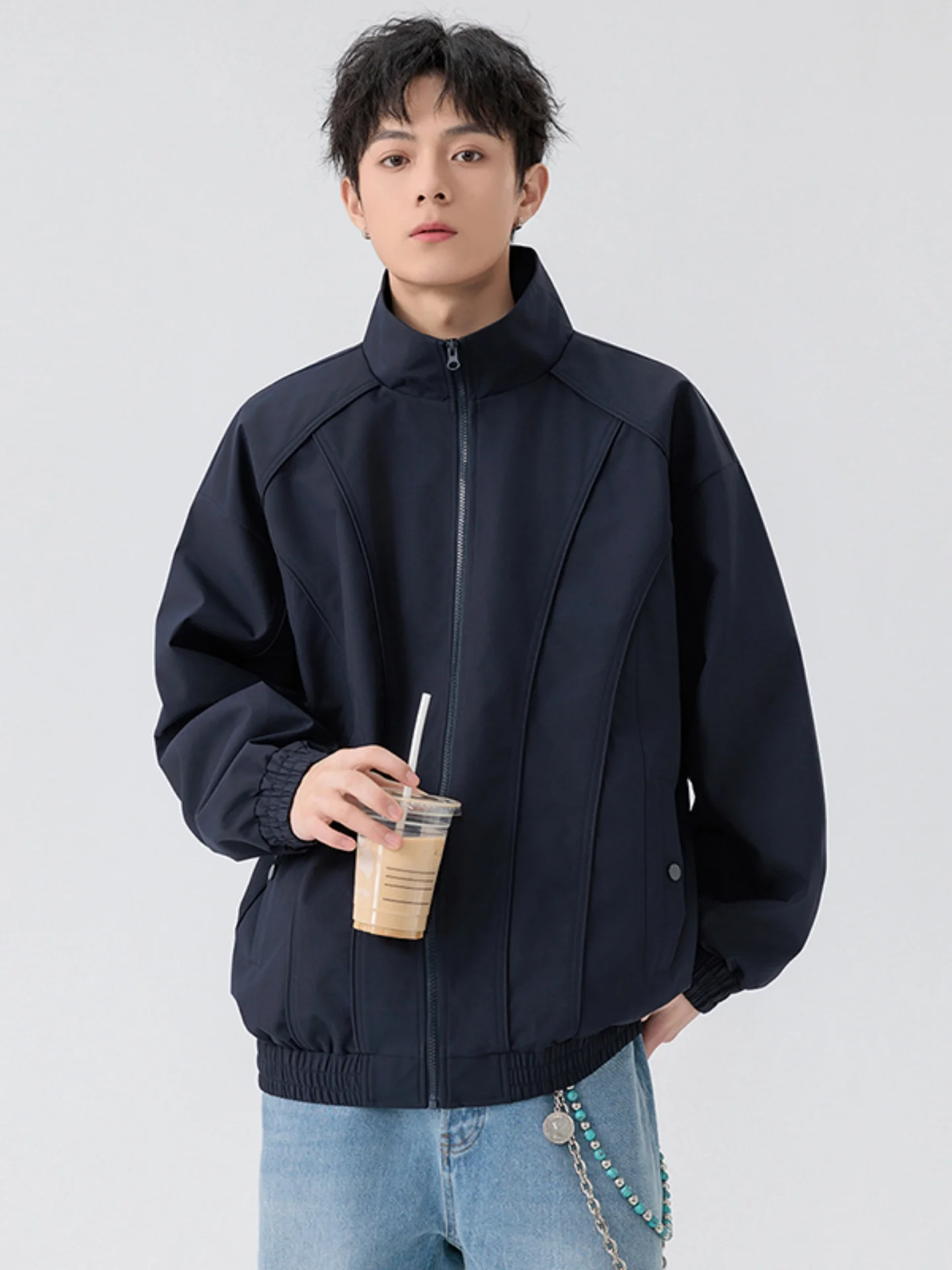 

Casual Loose Men's Jaet Hong Kong Sle Winter High Street Faion Brand Baseball Coat Simple Leisure Outerwear
