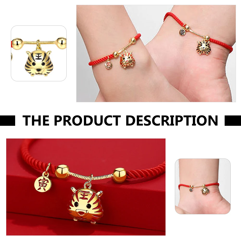 

2pcs Red Cord Bracelet Tiger Year Braided Knot Bracelet For Luck Fortune Protection Red Rope String Wrist Amulet Gift