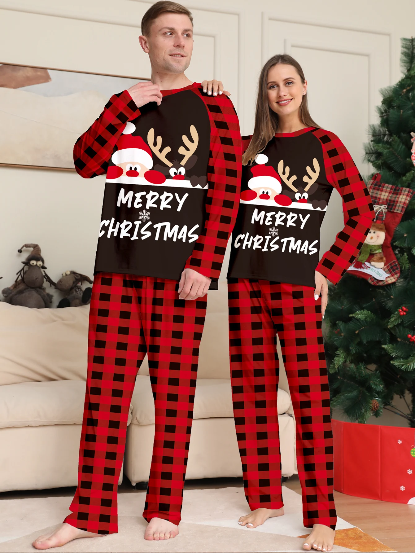 Xmas Family Matching Outfits 2024 Christmas Pajamas Family Clothes Family Christmas Pajamas Set Deer Mother Kids Adult Baby