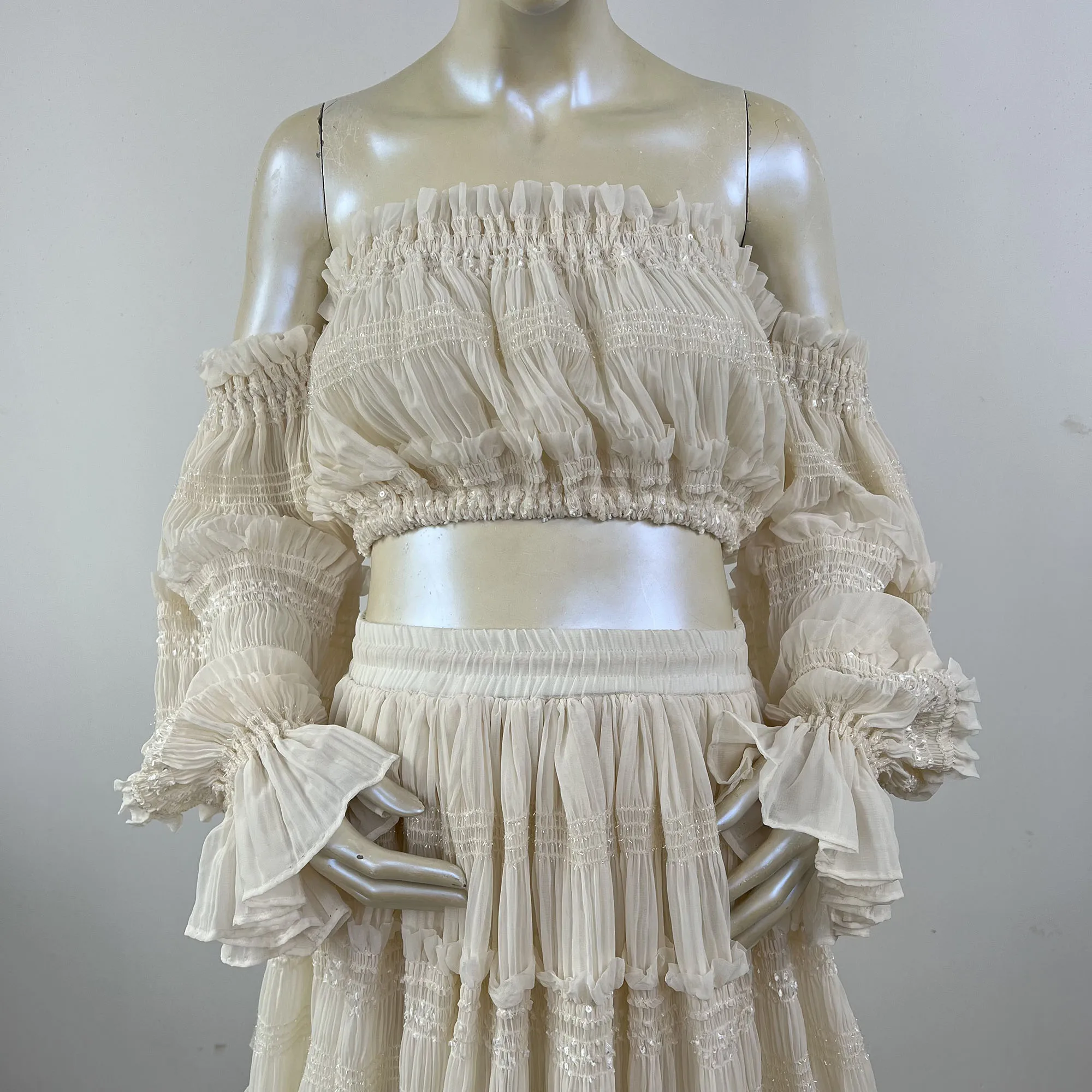 فستان Don&Judy للنساء مكون من قطعتين للحمل لالتقاط الصور وحفلات الزفاف للتصوير الفوتوغرافي #3