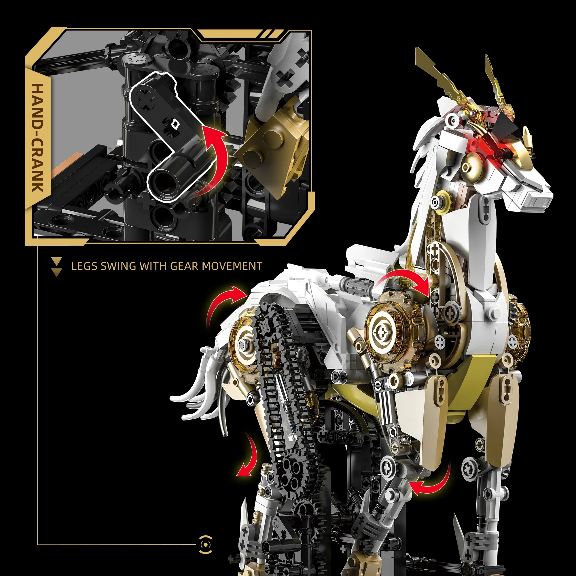 991-teiliger mechanischer Pferde-Baukasten – Schreibtischdekoration für das Home Office, Denkspiel-Puzzle für Männer, Geburtstags-/Feiertagsgeschenk – Detail 5
