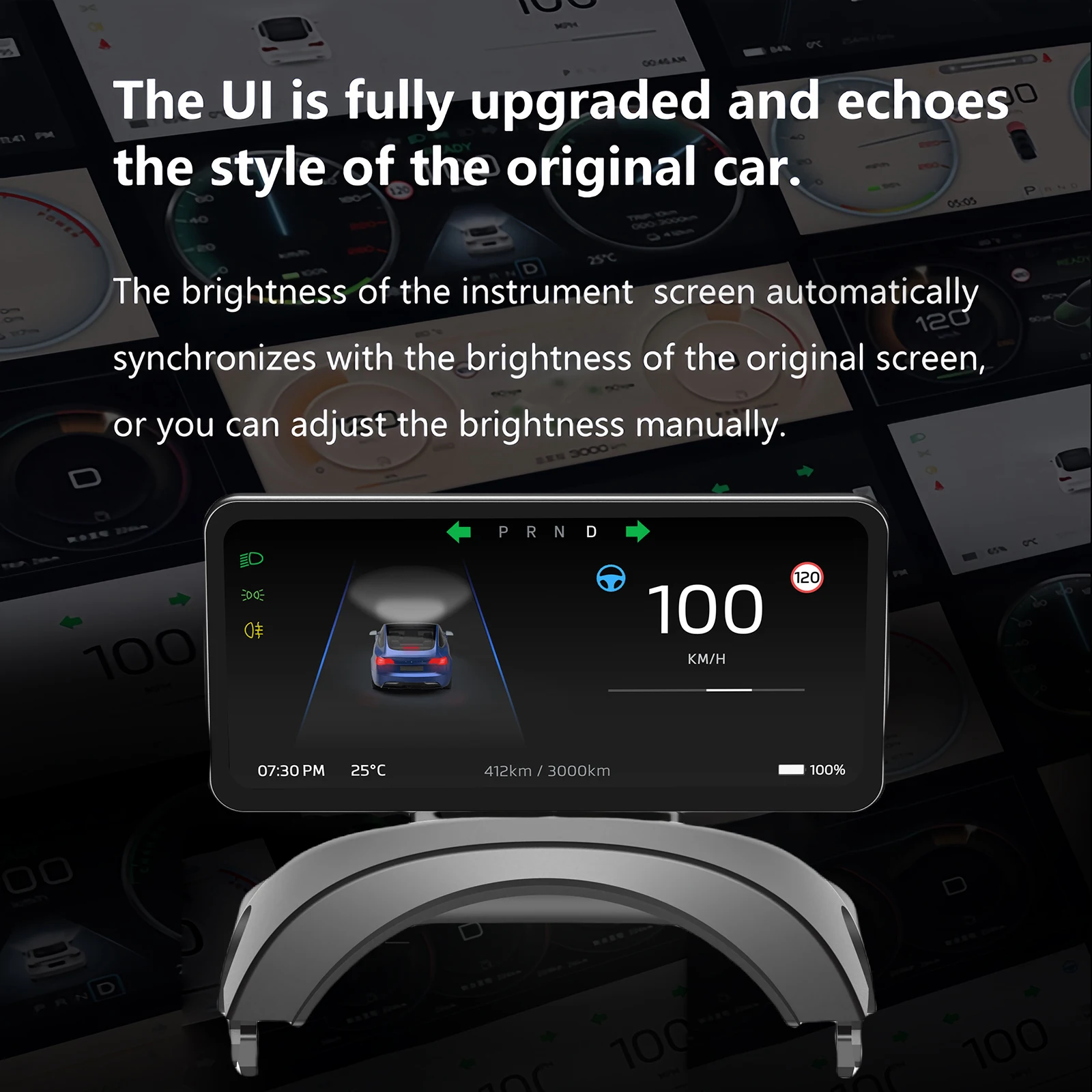 6.25 Inch Linux OS Tesla Model 3 Y Digital Dashboard Heads Up Display for Model 3 Y Support Wireless CarPlay/Android Auto