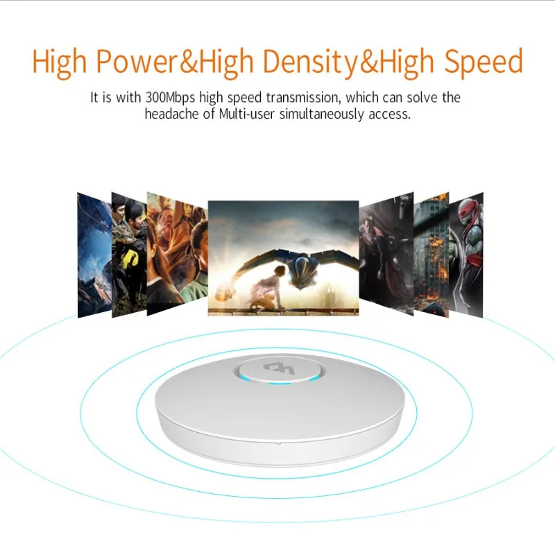 WIFI Ceiling AP High Power Wireless Router 300Mbps Access Point QCA9533 LAN/WAN RJ45 Port 48V POE 2.4GHz For Indoor Room Hotel