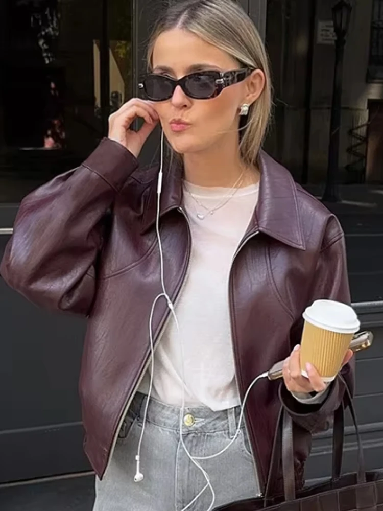 Macheda هوتي التلبيب جاكيت زيبرا امرأة فو الجلود الخريف الاتجاه كم كامل شارع العليا موضة تنوعا نمط المعاطف الأساسية