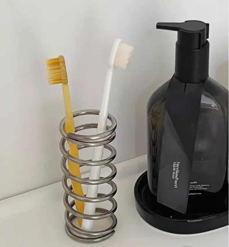 Creative Stainless Steel Metal Toothbrush Holder Rack Bathroom Toothware Toothpaste Makeup Brush Storage Decoration Storage Rack