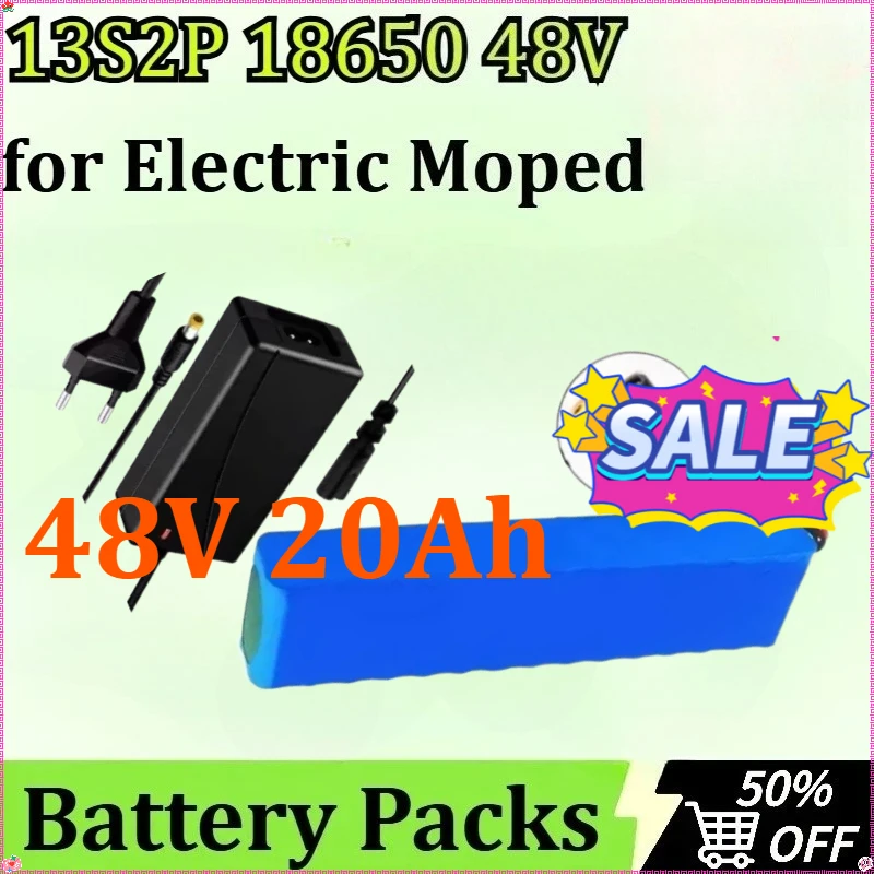 

New Lithium Battery Packs High Power Battery for Electric Moped with Charger for XT60 +DC /T+DC Plug 13S2P 18650 48V 20Ah