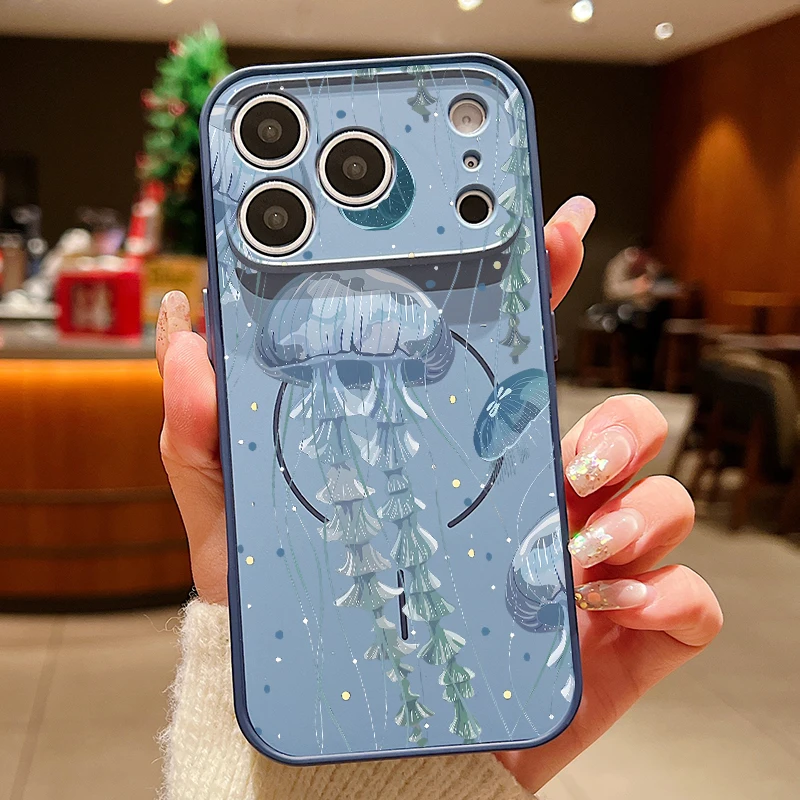 Picture 5: Whale Pattern Magnetic Phone Case For iPhone 17 ProMax 16 15 14 13 Pro Max For Magsafe Wireless Charge Shockproof Hard PC Cover