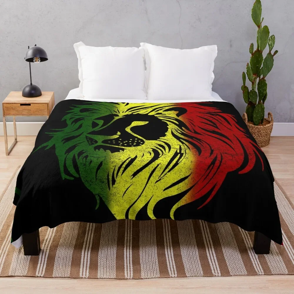 Rasta leão padrão lance cobertores para sofá do bebê lance cobertores de flanela