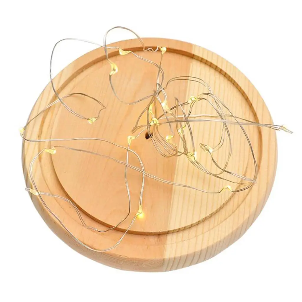 Blesiya Clear Glass Cloche Dome Bell Jar Wooden Base with LED Fairy Lights