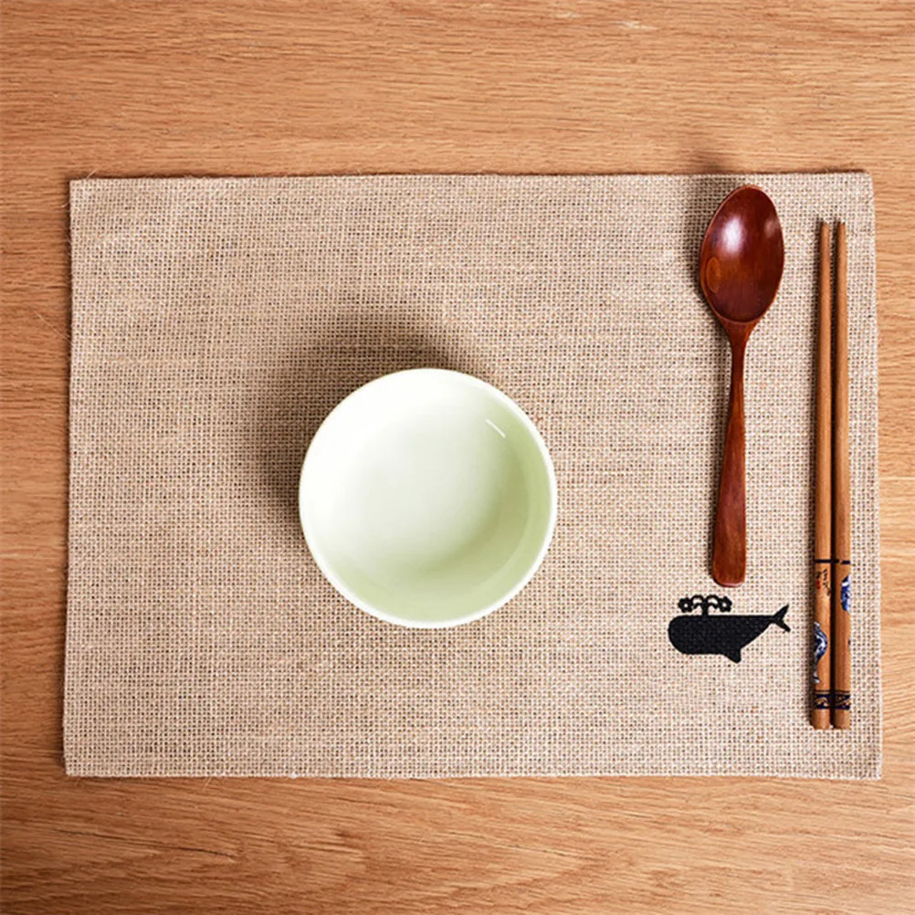 

4Pcs Thicken Waterproof Jute Table Mat Insulation Placemat Anti-Scald Food Serving Dining Table Protector Decoration