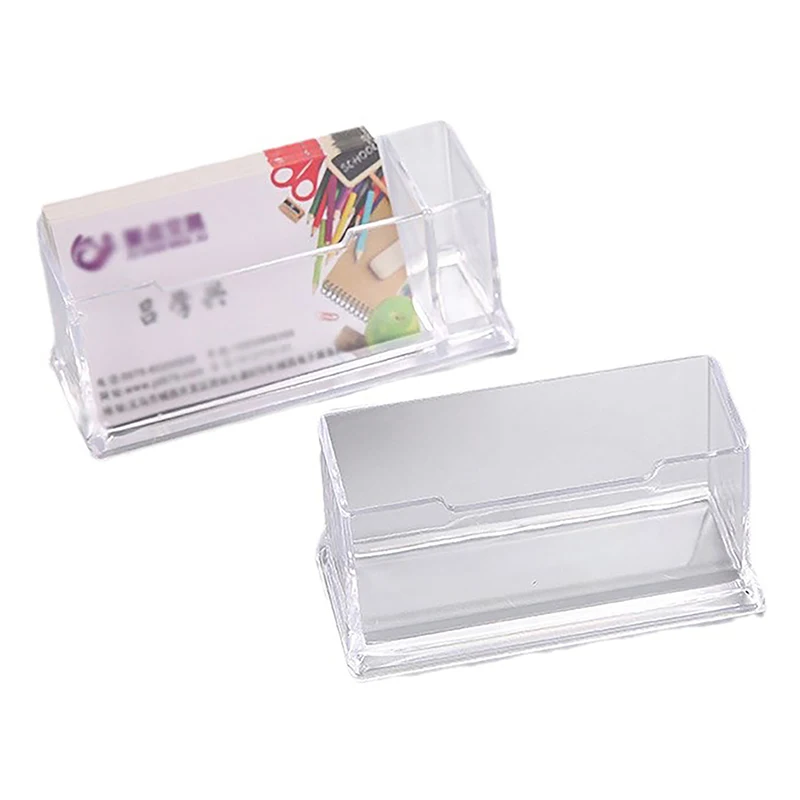 Clear Desk Shelf Box Storage Display Stand Plastic Transparent Desktop Business Card Holder Place Card Holder