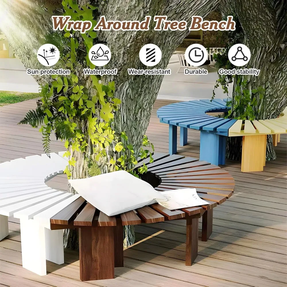 Robuste gebogene Holzbänke für den Außenbereich: Perfekt für Gärten, Rasen, Terrassen und Hinterhöfe