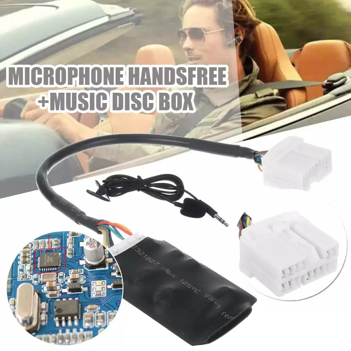 Car Radio Audio Adapter Bluetooth Aux Cable Microphone Handsfree for Accord Fit