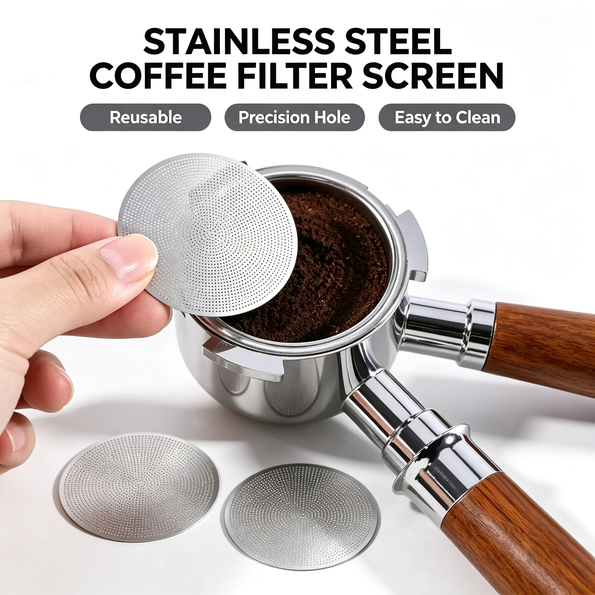 Stainless Steel Espresso Puck Screen Reusable Coffee Filter Mesh for 51/53/58.5mm Portafilter Barista Coffee Making Tools