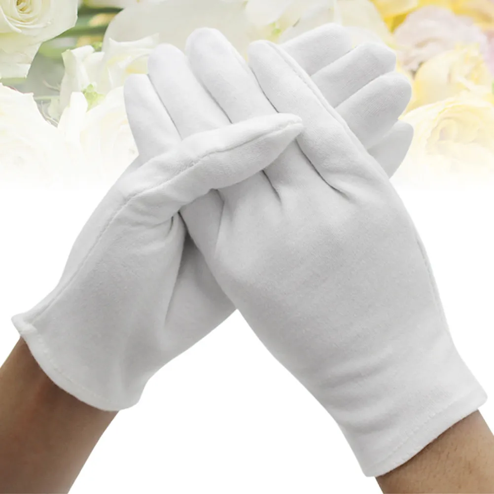 

12Pair Stretchy Comfortable Cotton Gloves for Fingerprint Protection Cleaning Construction Coin Inspection Protective Work