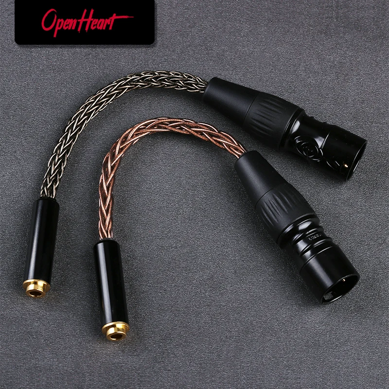 OPENHEART 4 Pin XLR to 4.4mm Female 5 Pole Balanced 8 Core OCC 16 Core OFC Audio Headphone Adapter Cable Female to Male