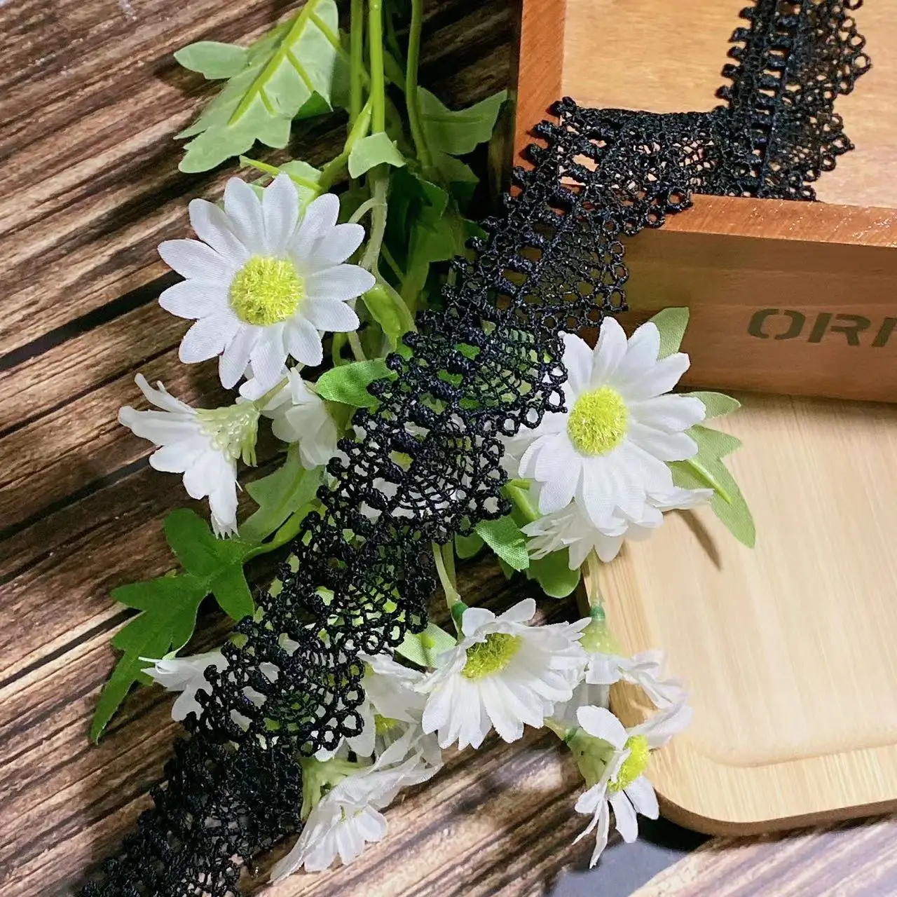 3CM Wide New Black Embroidery Flower Lace Fabric Trim Ribbon DIY Sewing Bridal Applique Collar Dubai Guipure Dress Wedding Decor