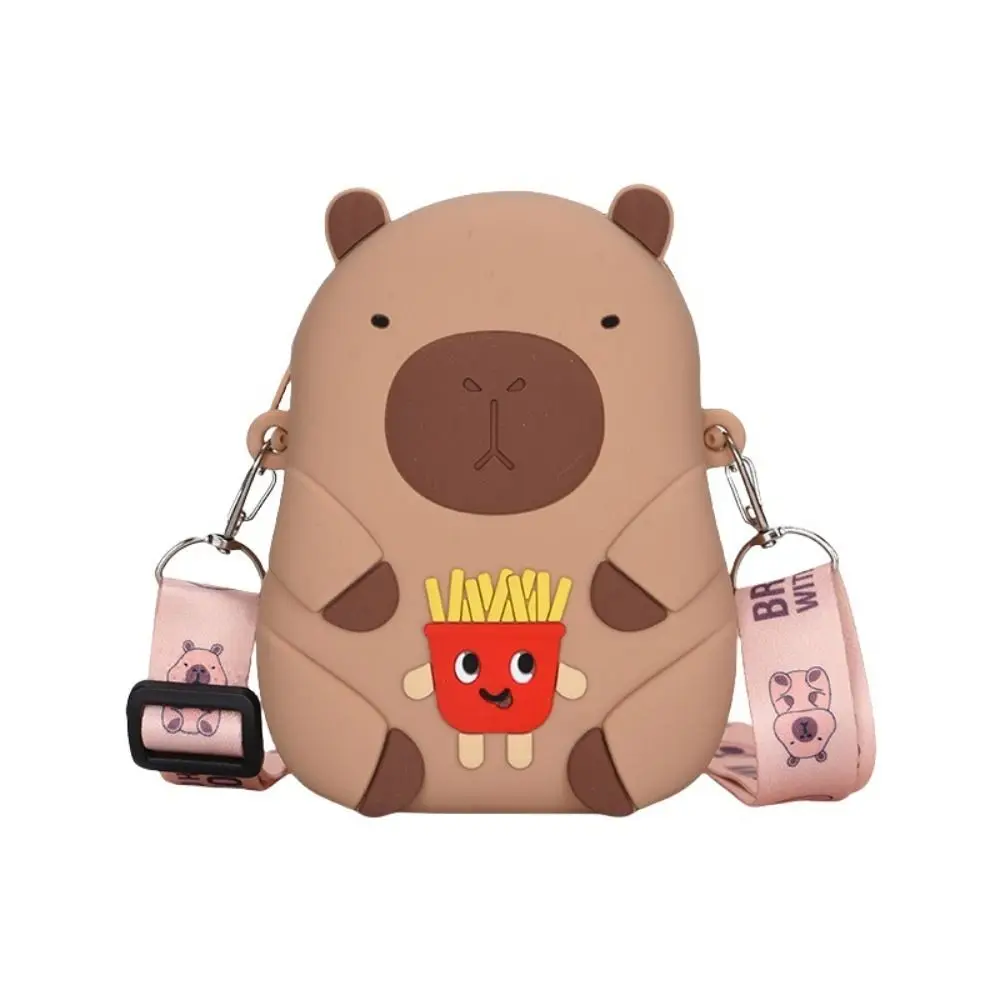 Moda dos desenhos animados capivara moeda bolsa portátil mini silicone bolsa de ombro bonito carteira pequeno item saco meninas