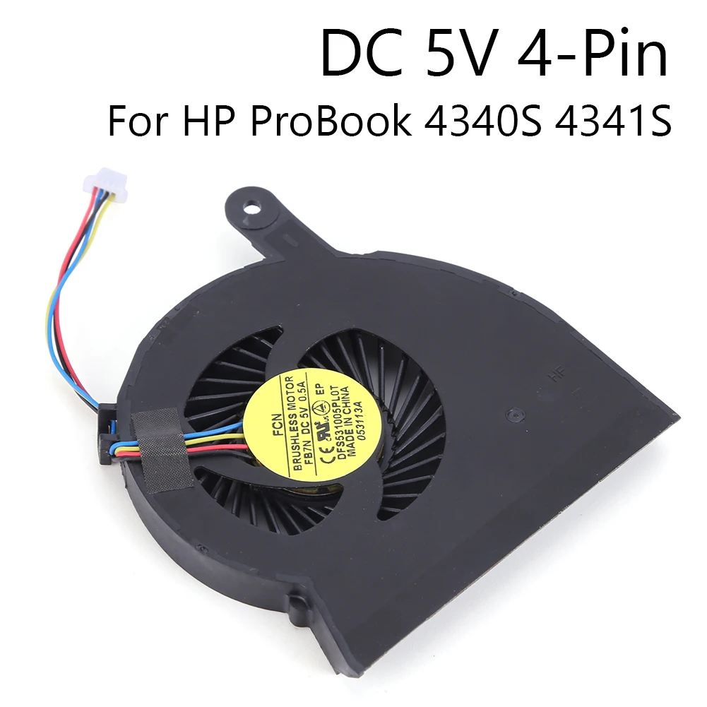 Laptop Cooler Fan DC 5V 4-Pin Laptop CPU Cooling Fan Replacement Internal Components Accessories for HP ProBook 4340S 4341S