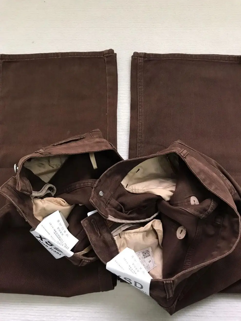 Damen Gerade Hose Herbst Hochgeschnittene Taschen-Weitbein-Hose Schlankmachende Damen-Studenten-Retro-Kaffee-Schmale Gerade Jeans – Detail 6