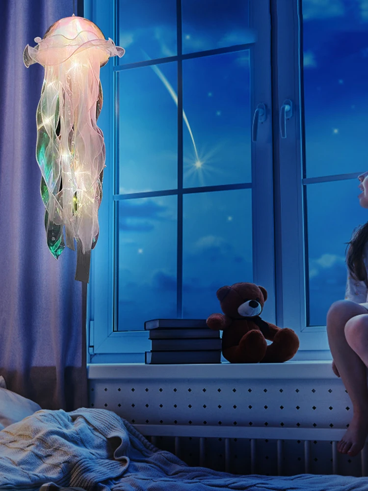 1-5 pièces LED méduse lampe bouton batterie Portable fleur lumière atmosphère décoration lampe chambre lampe de nuit pour chambre décor à la maison