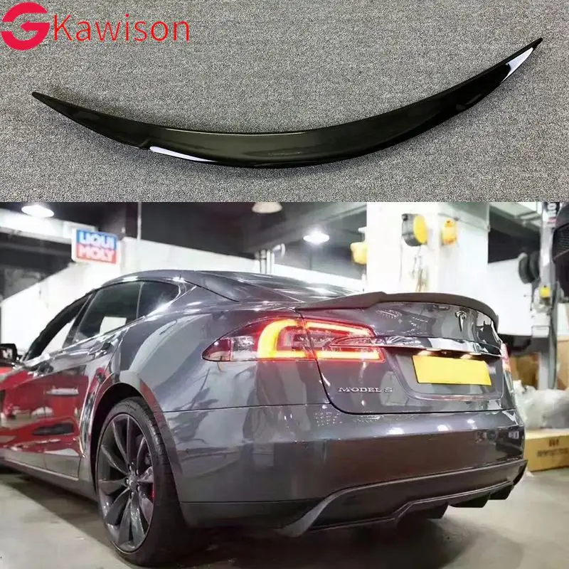 Carbon Fiber Rear Trunk Spoiler Wing For Tesla Model S 2014 - 2019 Car Boot Lip Wing Spoiler