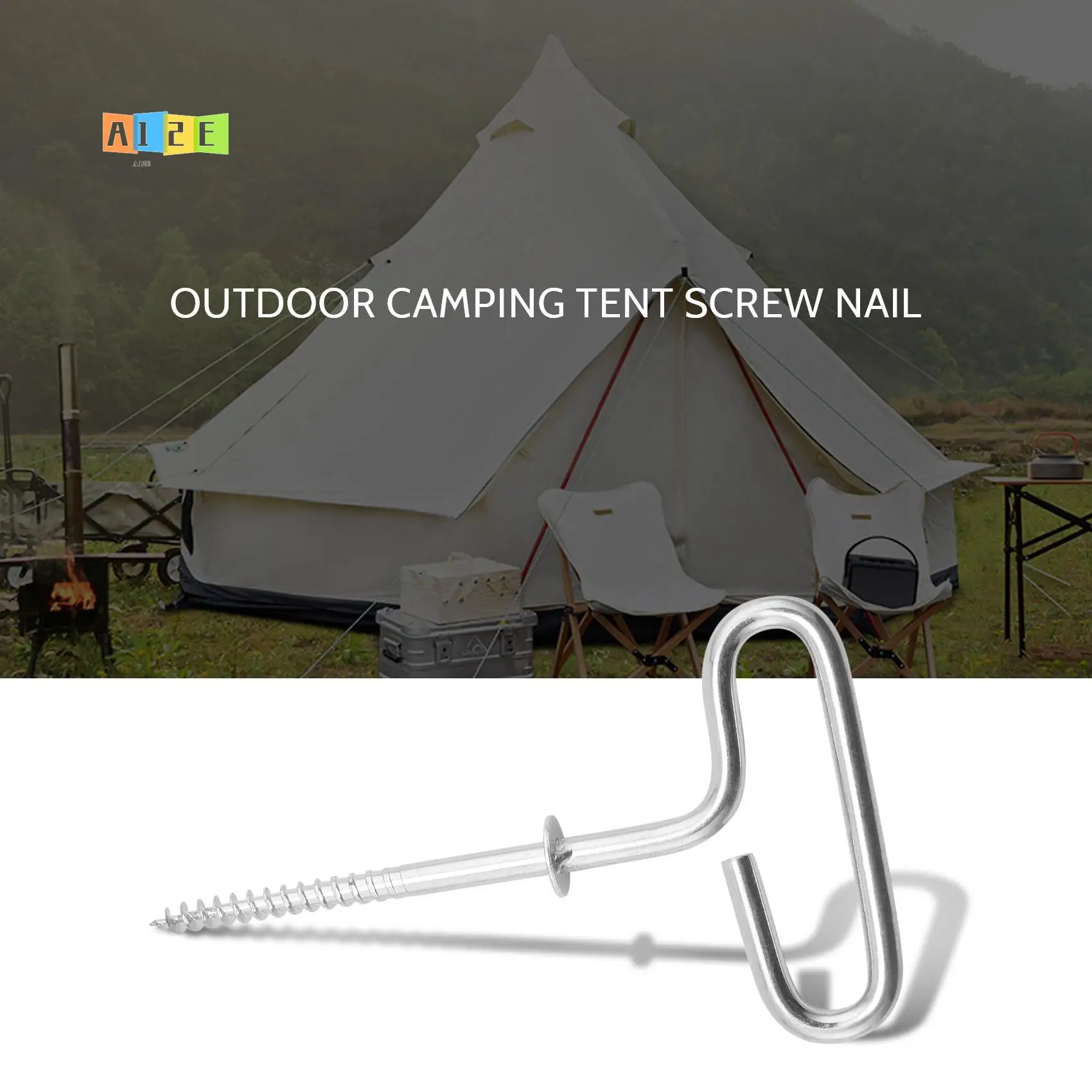 

A12E-Ice Fishing Shelter Anchor Ice Shanty Anchor Outdoor Camping Tent Threaded Tent Peg Winter Steel Ice Tent Accessories