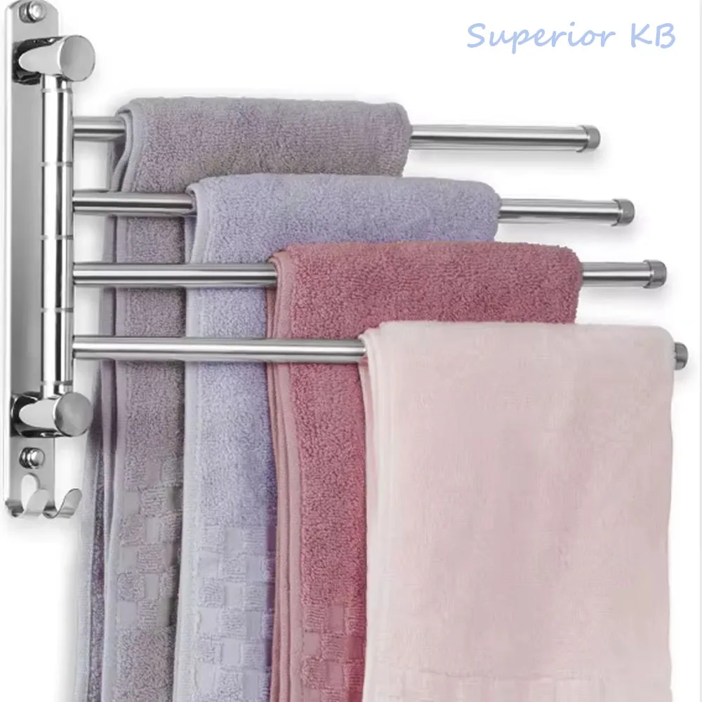 

Stainless Steel Swivel Towel Holder 4/6 Arms 180 Degree Rotation Rack Wall Mounted Towel racks holder for Bathroom Accessories