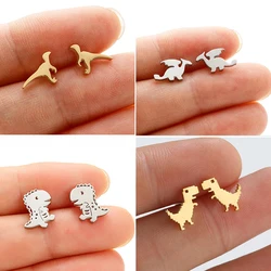 Tiny Tyrannosaurus Stud Earrings for Women Girls Jewelry Cute Dinosaur Animal Earing Stainless Steel Ear Piercing Unique Gift