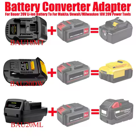 ALASICKA Battery Adapter for Bauer 20V Li-ion Battery Convert To for Dewalt/Makita/Milwaukee 18/20V Battery Cordless Power Tools