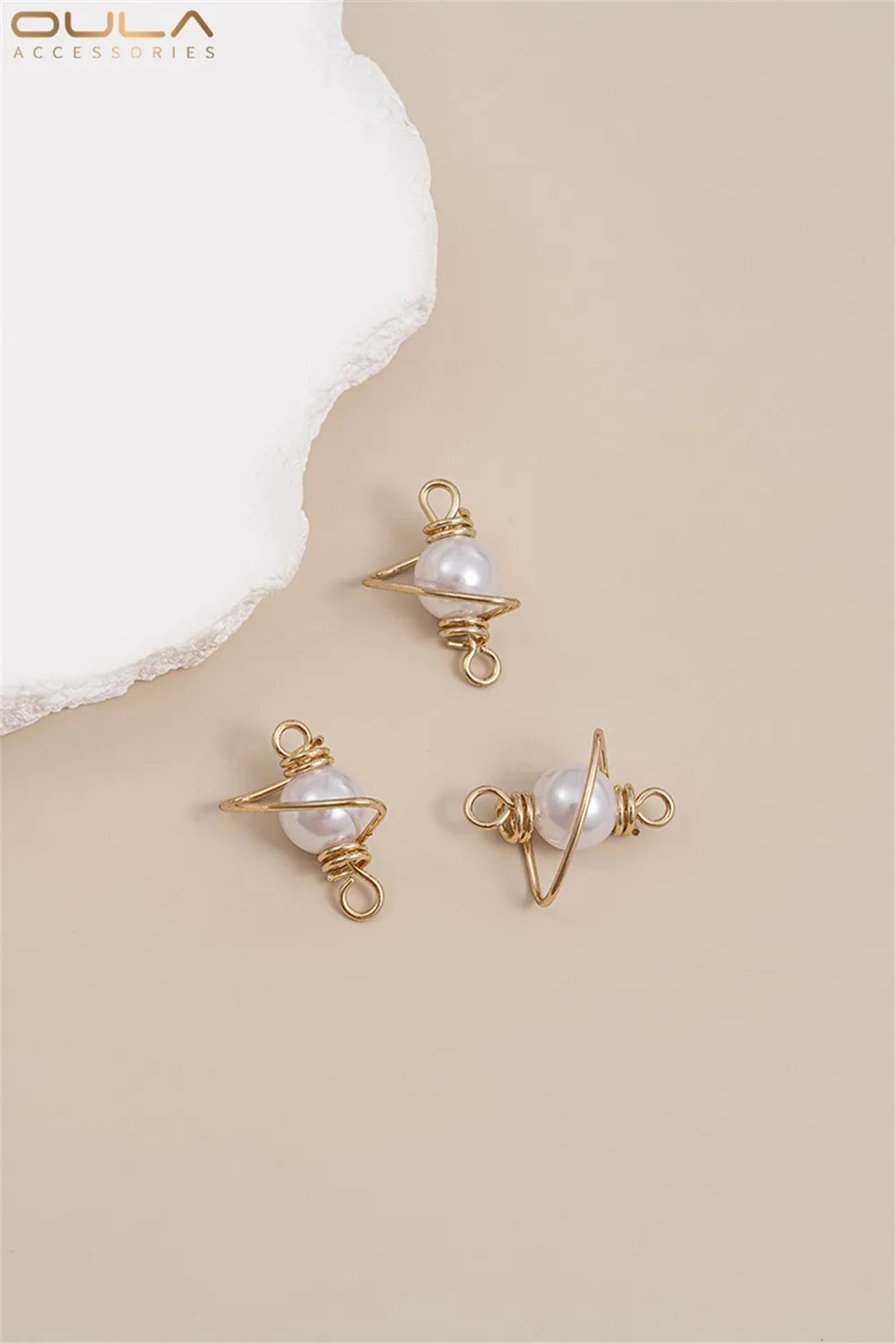 

1PCS 14K Gold-plated Wire Wound Pearl Planet Pendant, Diy Earrings, Bracelet, Necklace Accessory, Connecting Parts